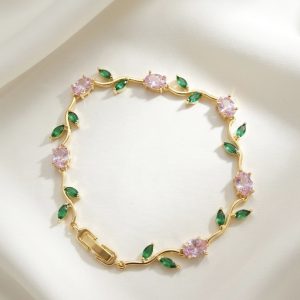 Pink-green Tulip Bracelet