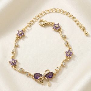 Purple Crystal Bow Bracelet